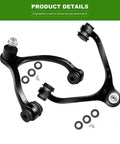 SCITOO front upper control arms suspension kit with ball joints; two black arms with bushings and hardware