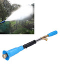 Heavy Duty High Pressure Garden Sprayer With Adjustable Nozzle For Lawn Yard And Farm Irrigation Long Range Atomizer G One Half Inch Male Thread Fine Mist To Direct Stream Spray Blue, showing wide mist spray.