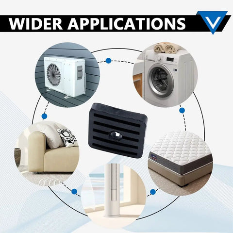 Image showing Four Pack Mini Split Anti Vibration Pads for Air Conditioners Shock Pads and Wall Mount Bracket in various applications.