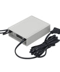 No Sweat 12V UPS Battery Backup With 3600mAh Capacity and All Weather Armor, grey casing with power cables.