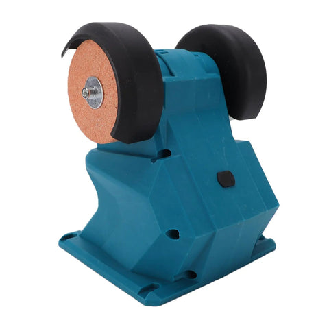 Go Anywhere Cordless Mini Bench Grinder Spinning 5500 Rpm Through Dual 70mm Wheels locked to a suction base.