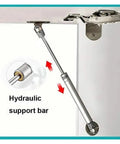 Lid Support Gas Strut For Kitchen Cabinets With Slow Close, 100N Holding Power, shown installed on a cabinet door
