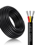 16 Gauge 3 Conductor Electrical Wire 32.8 Feet Black Low Voltage Cable 16 By 3 PVC Jacket Tinned Copper Three Wire Cable