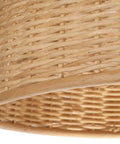 Close-up detail of the Natural Wicker Bell Pendant Lamp, 18 Inch Diameter Handwoven Ceiling Light With Adjustable 56 Inch Cord.