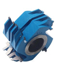 Built Tough Four Flute Shaper Cutter For Finger Joint Doors Killer Carbide Woodworking Bit with blue finish and four flute design.