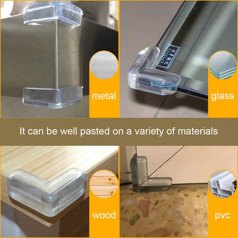 Clear Corner Guards 12 Pack For Baby Proofing Tables And Furniture Ultra Strong Adhesive Gel Edge Bumpers on various surfaces