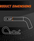 Tri Ball Trailer Hitch Mount With 5/8 Inch Pin, Universal 2 Inch Receiver, product dimensions diagram with 5/8 inch pin detail