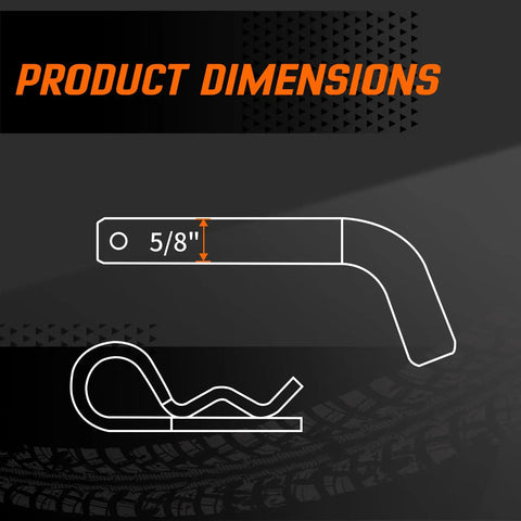 Tri Ball Trailer Hitch Mount With 5/8 Inch Pin, Universal 2 Inch Receiver, product dimensions diagram with 5/8 inch pin detail