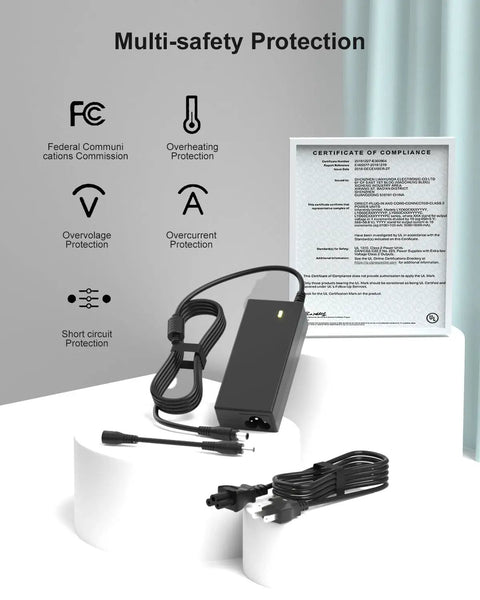 Peloton Replacement Power Cord 12V 5A AC DC Charger For PLTN RB1V1 RB1VO RB1VQ Gen 1 2 3 Bikes 7.5 Foot Long Cable