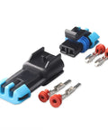 Get This Hot 2 Pin Delphi Electrical Connector Kit For Your GM Chevy Engine Fan Sensor Wiring With Waterproof Weather Pack Seals For Male Female Plugs And Reliable Car Repairs Today, 2-pin kit
