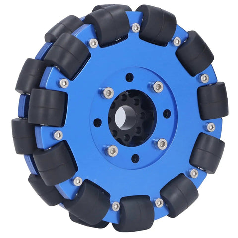 5 Inch Omnidirectional Robot Wheel With 127mm Aluminum Hub And Silicone Rollers for DIY Robots and Toy Cars, side view