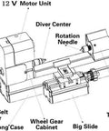 Diagram of Badass Precision Desktop Mini Lathe Kit Featuring Quick Change Drill Chuck And Smooth Running 12 Volt Dc Motor At 12000 Rpm components.