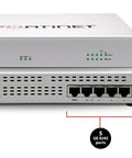 Top Shelf Network Security Appliance With Straight Up FortiGuard Enterprise Protection And FortiCare Premium Support delivering 5 RJ45 ports.