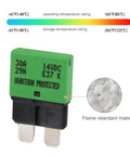Auto Reset Atc Ato Low Profile Circuit Breaker Kit 12V Dc with flame retardant label and specifications for safe use.