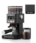Precision Conical Burr Coffee Grinder With Smart Bluetooth Scale And 31 Adjustable Grind Settings For Home Brewers, black with measuring scale.