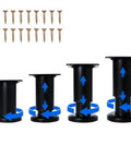 Heavy Duty Adjustable Furniture Support Legs Set, 4 Pack With Screws, Height Range 3.15 To 4.72 Inches, Metal, Black
