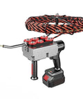 Heavy Duty Cordless Wire Puller And Threader Machine With Portable Lithium Battery For Easy Cable Installation, red and black design.