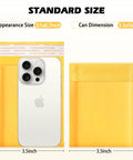 Yellow Kraft Bubble Mailers 3.5x5 Inch Inner, 3.5x6.7 Inch Outer Self Sealing Padded Envelopes with phone for scale