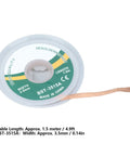 Pro Grade Alloy Copper Desoldering Wick Solder Removal Braid 1.5M Length No Maintenance Low Deposit High Efficiency Solder Wick For Electronics Circuit Boards And PCBs 3.5mm Wide spool with exposed braid
