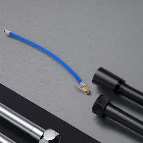 Badass Blue Rubber Tire Inflator Hose Kit 2 Pieces Includes Copper Locking Air Chuck Fits Car Bike Pump, blue hose with metal chuck
