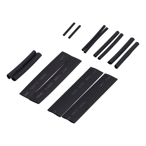 Premium Multisize Heat Shrink Tubing Kit Made From Tough Polyethylene For Awesome Electrical Insulation And Cable Protection Against High Temps In Any Wiring Job, assorted black sleeves