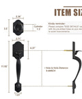 Dimensions of Beefy Matte Black Double Door Lock Set With Deadbolt And Dummy Front Handle Dope Door Hardware, Zinc Alloy, Easy Install.