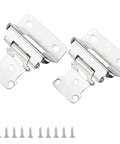 Two Pack Self Closing Cabinet Hinges Set For Cupboard, Desk, And Furniture Doors, Soft Close Overlay Flush Hinges, Silver Finish with screws