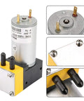 Slick Mini Diaphragm Air Compressor 24V Vacuum Pump with hydraulic drive, showing motor, connectors, and valves.