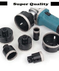 Dry diamond core drill bit set with vacuum-brazed rims for tile and stone; 3/16 in (5 mm) size, 5/8-11 thread, shown with teal drill.