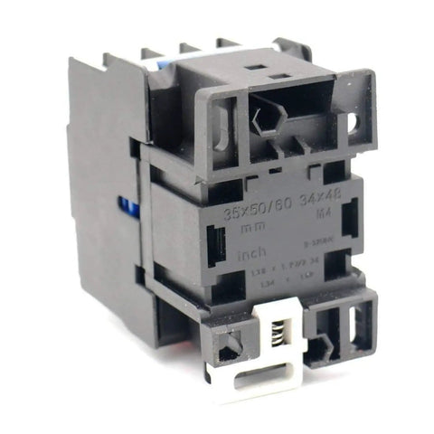 Close-up of AC Contactor 3 Pole With 1 Normally Open Contact, 110V AC Coil, 50/60Hz, 660V Ui, 25A Ith, CJX2-0910 for industrial control.