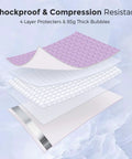 Cross-section view of Big Ol Lavender Bubble Mailers 12x15 Inch 40 Pack Waterproof Padded Envelopes layers for shipping protection.