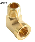 Kick Ass 90 Degree Solid Brass Elbow Fitting 1/4 Inch NPT Male X Female Right Angle Pipe Adapter For Hydraulic Gas Water Systems Heavy Duty Leak Proof Seal Built Tough CA360 Forged Brass Rated High Pressure 1200 PSI No Fail Performance All Jobs, 1/4 NPT brass elbow fitting
