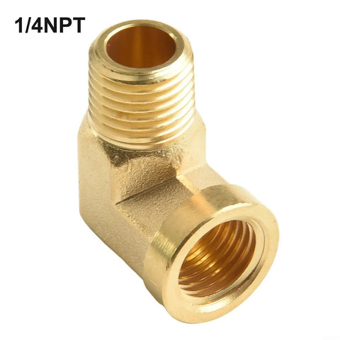 Kick Ass 90 Degree Solid Brass Elbow Fitting 1/4 Inch NPT Male X Female Right Angle Pipe Adapter For Hydraulic Gas Water Systems Heavy Duty Leak Proof Seal Built Tough CA360 Forged Brass Rated High Pressure 1200 PSI No Fail Performance All Jobs, 1/4 NPT brass elbow fitting