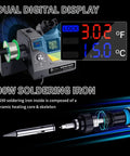 Dual Digital Display Soldering Station Kit With 90W Iron 302F To 842F Temperature Range Fahrenheit And Celsius Readouts