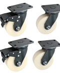 Beefy Heavy Duty Swivel Caster Wheels Set Of 4 With Optional Brakes For Trolleys And Furniture, Industrial Plate Castors