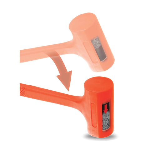 Three Piece Dead Blow Hammer Set With Brass Cap Hammer 12 Oz Ball Peen 16 Oz And 24 Oz Dead Blow Urethane Coated Orange Hammers impact action