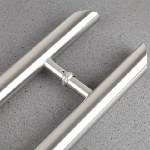 Matte Black Stainless Steel Round Tube Door Handle Set For Push And Pull Doors Thickened Design With Silent Lock Slick Smooth Feel