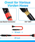 2 In 1 Bendable Watering Wand For Garden And Car Cleaning with 15 inch and 29 inch measurements, 3/4 inch quick coupling