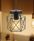 Real Deal Industrial Farmhouse Ceiling Light Rustic Iron Flush Mount With Bangin Hand Welded Metal Shades giving a warm glow.