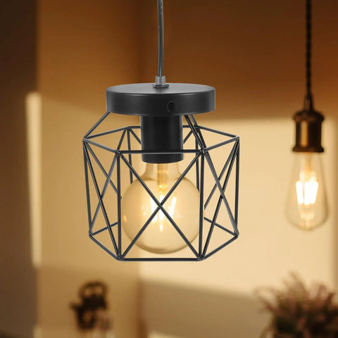 Real Deal Industrial Farmhouse Ceiling Light Rustic Iron Flush Mount With Bangin Hand Welded Metal Shades giving a warm glow.