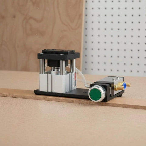 Edge Banding Punch With Double Hole Pneumatic System Aluminum Alloy Housing CNC Finished Compact Cabinet Maker Tool For Furniture Assembly 8/15mm Double Hole Puncher Fast Setup Precise Alignment Smooth Clean Finishes on wood panel
