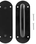 2 Pack Matte Black Door Handle Pull Plate Set For Barn Doors And Cabinets, Beefy Yet Sleek Heavy Duty Stainless Steel Sliding Door Pulls, 7.8 Inch Long By 2.5 Inch Wide, Mounting Hole Spacing 5.5 Inch By 1.8 Inch, Includes 8 Screws, front view