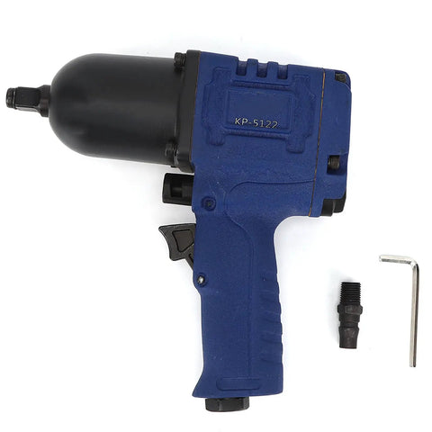 Rugged Half Inch Drive Pneumatic Impact Wrench With Killer High Torque Air Power, blue body, designed for auto repairs and rusted bolts.