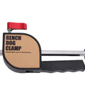 Two Pack 19mm Bench Dog Clamp Set with adjustable screws and rubber pads, side view showing bench dog clamp engraving.