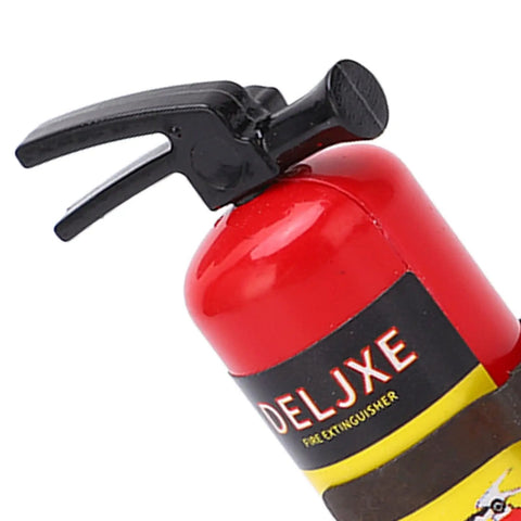 Dope Mini Fire Extinguisher For Rc Cars Real Deal Accessory Lightweight Portable Rig Customizer With Drop In Stickers For Axial Scx10 Wpl Mn Series Models Red close-up view of the nozzle and label.
