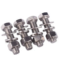 Eight sets of stainless steel hex bolt kit with nuts, washers.