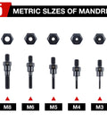 Metric sizes of mandrels for Top Rated Electric Riveting Gun With Carrying Case For Home And Auto with M3 to M8 options.