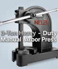 3 Ton Arbor Press Machine With Heavy Duty Cast Iron Base Steel Anvil Plate Delivers 6612 Lbs Force For Smooth Bearing Punching Tasks - close-up view