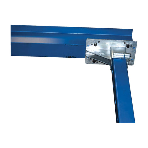 Adjustable Height Steel Gantry Crane Featuring 6000 Pound Capacity straight up heavy duty blue steel support beam detail.