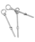 316 Stainless Steel Machinery Eye Bolt With Shoulder 3 Eighths Inch By 6 Inches Long Marine Grade Eyebolt Pack Of 5 Threaded Eyebolts Corrosion Resistant Lifting Hardware WD30279 shown in a front view.
